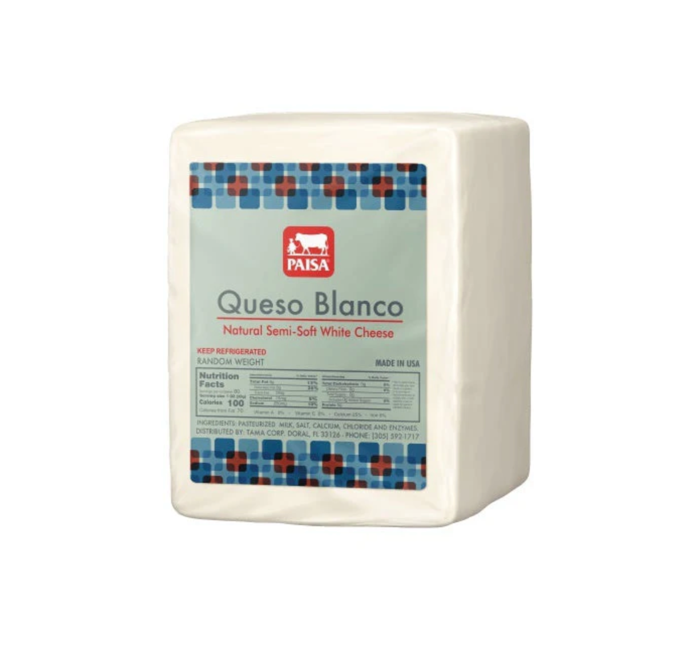 Paisa Queso Blanco Chunk 12 x 2 lb (per Lb)